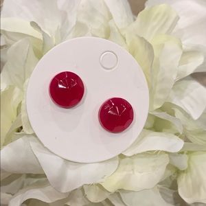 Hot Pink Multifaceted Round Stud Earrings